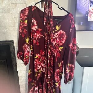 White House Black Market Burgundy Floral Dress